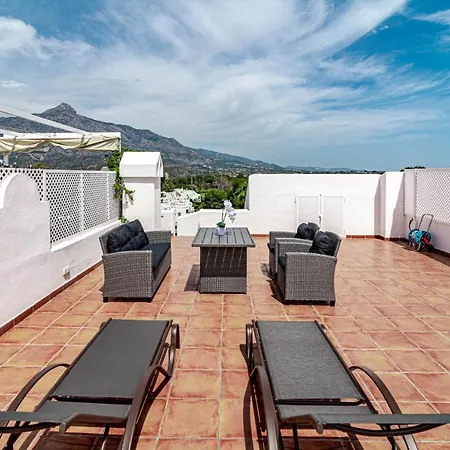 Captivating Coastal Townhouse In Aloha Pueblo With Amazing Mountain Views Marbella